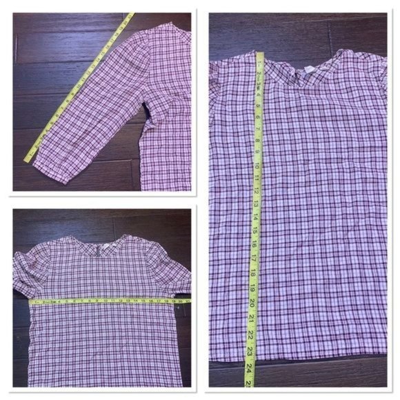 NEW Treasure & Bond Pink Hush Wicklow Plaid Check 3/4 Sleeve Top XS - Picture 11 of 11